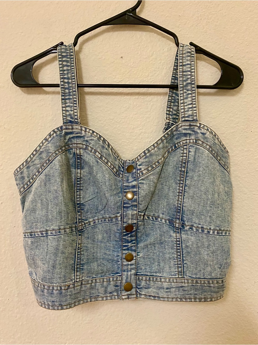 Japra Light Blue Denim Button-Front Bustier Top - Quick List For Live